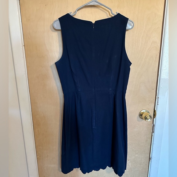 J. Crew Factory Basketweave Scallop-Edged Dress Navy Size 8 - Picture 4 of 8